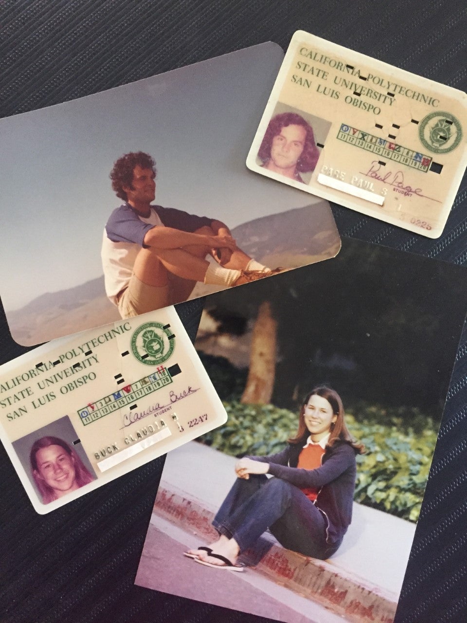 Page and Buck's Cal Poly student IDs
