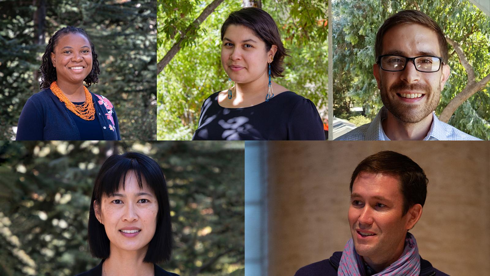 Headshot of five faculty from the 2019 cluster hire