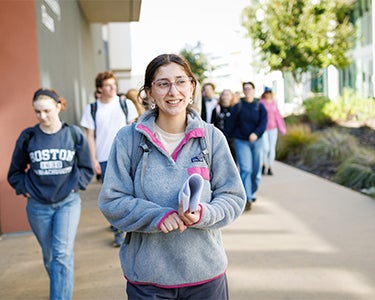 Amy Contreras leads students on the walking tour.