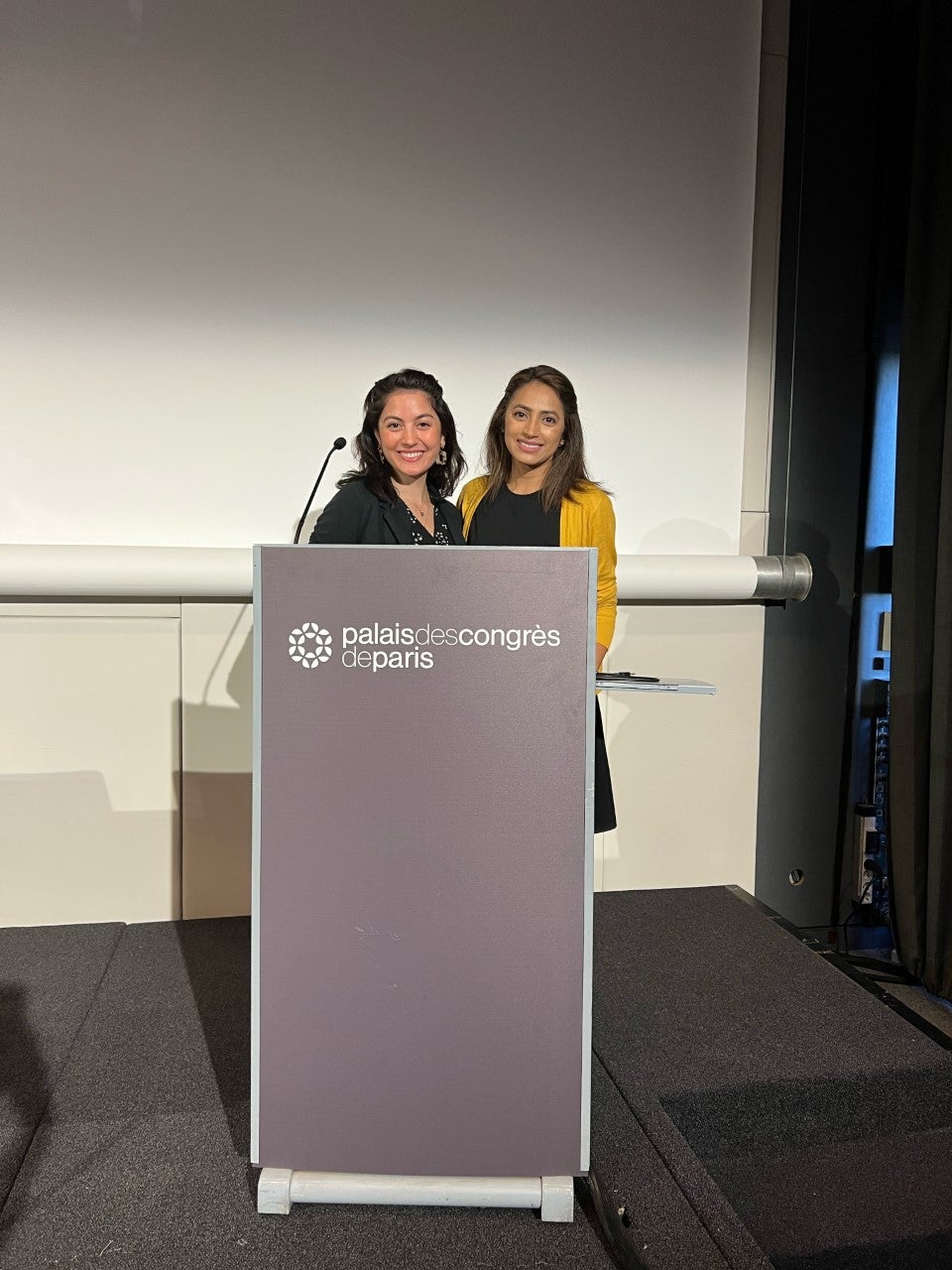 Matia Mathes, left, with Dr.&nbsp;Anuraj Dhillon, right, in Paris.