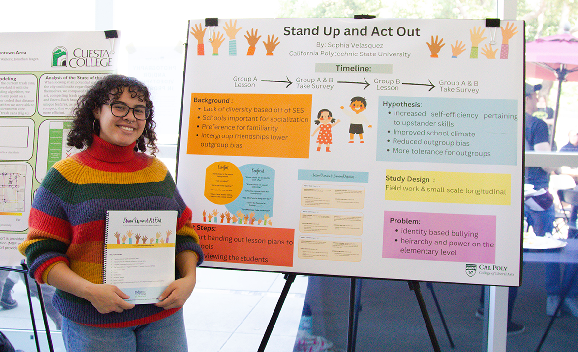Sophia Velasquez presents her research at the SURP+ Symposium.