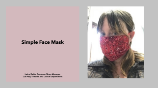 Laina Babb models a face mask in the opening page of instructions.