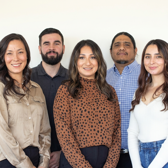 Left to Right: 2+2 Sociology Program Inaugural cohort students Katherine Grose, Chris Tidd, Norma Salinas, Angel Tacbas and Tawny Lino