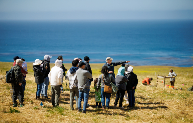 Students in Anthropology professor Terry L. Jones’ ANT 310-Archaelogical Field School class and a few volunteers work at a site once occupied by Japanese tenant farmers near Diablo Canyon Power Plant. The site was abandoned when the family was taken to an internment camp during WWII. 