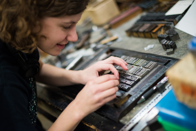 Student at the Shakespeare Press Museum