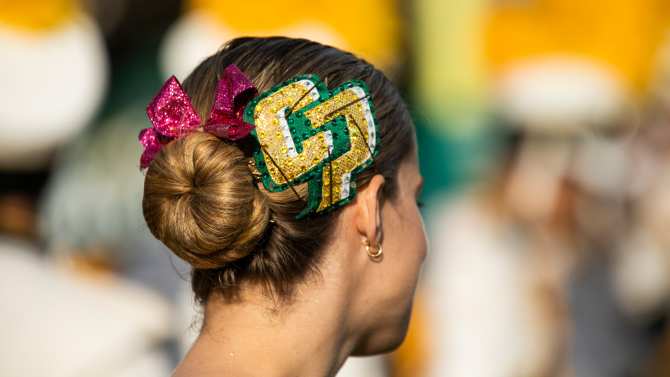Student from the Cal Poly Mustang band