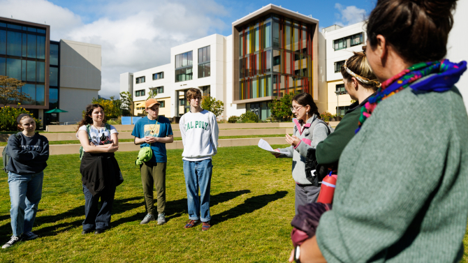 Students on walking indigenous tour at cal poly slo
