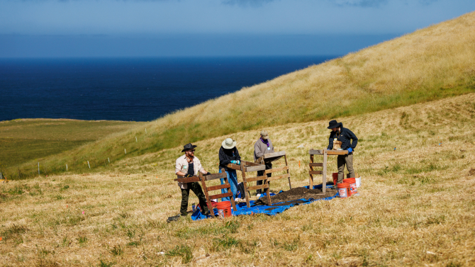 Students in Anthropology professor Terry L. Jones’ ANT 310-Archaelogical Field School class and a few volunteers work at a site once occupied by Japanese tenant farmers near Diablo Canyon Power Plant. The site was abandoned when the family was taken to an internment camp during WWII. 