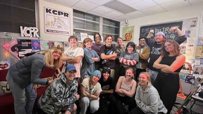 Students at KCPR radio studio